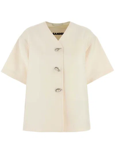 Jil Sander Cotton Jacket In Weiss