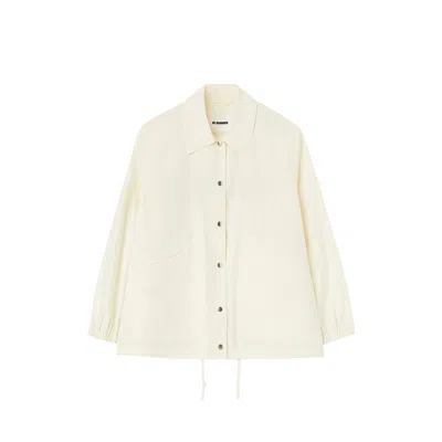 Jil Sander Cotton Jacket With Drawstring Hem In Metallic
