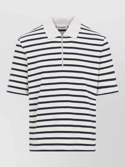 Jil Sander Cotton Jersey Striped Polo T Shirt In Multi