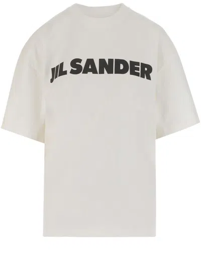 Jil Sander Cotton Jersey T-shirt With Bold Logo In Contrast In Multi