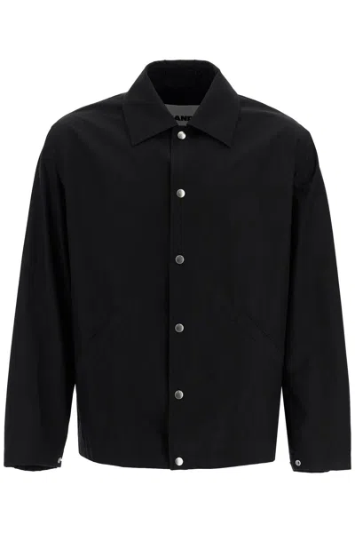 Jil Sander Cotton Logo Overshirt With In Black