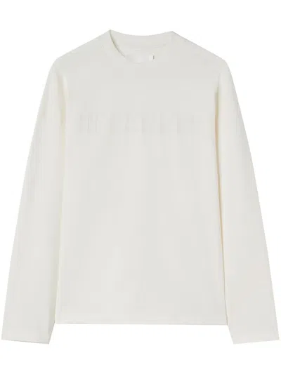 Jil Sander Cotton Logo Print Crew Neck T-shirt Sweater In White