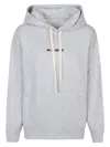 Jil Sander Cotton Logo Sweatshirt With Drawstring Hood For Women In Gray
