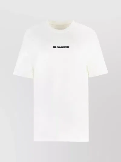 Jil Sander Cotton Logo T-shirt Crew Neck In White