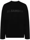 Jil Sander Men Black Long Sleeve T-shirt With Front Logo Print In Cotton Man In Black