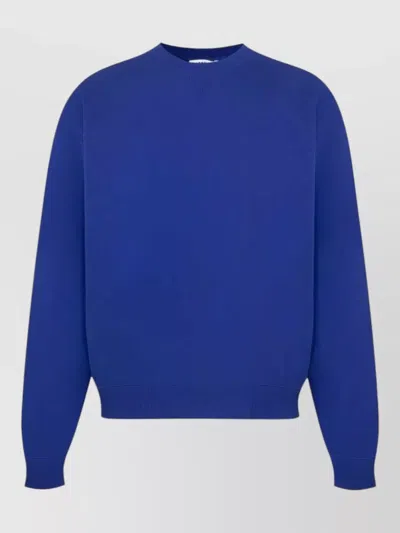 Jil Sander Cotton Long-sleeve Crew-neck Sweatshirt In Blue