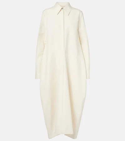 Jil Sander Cotton Midi Dress In Beige