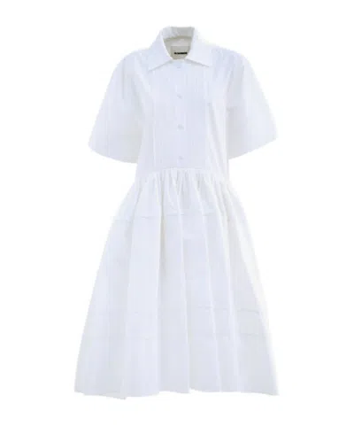 Jil Sander Cotton Midi Dress In White