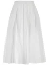 Jil Sander Pleated Midi Skirt In Lightweight Organdy In White