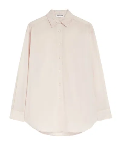 Jil Sander Cotton Muslin Shirt With Multi-layered Collar In Neutral