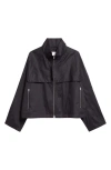 Jil Sander Cotton Organdy Blouson Jacket In Black