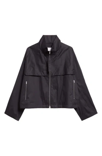 Jil Sander Cotton Organdy Blouson Jacket In Black