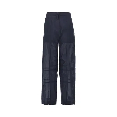 Jil Sander Cotton Organdy Trousers In Blue