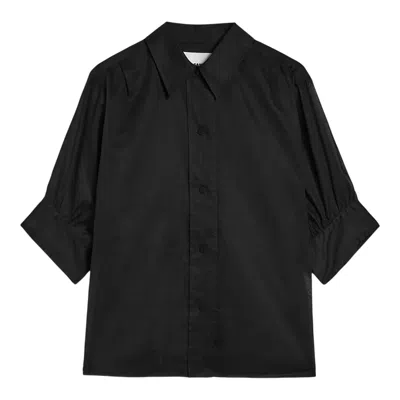 Jil Sander Cotton Organdy Shirt In Black