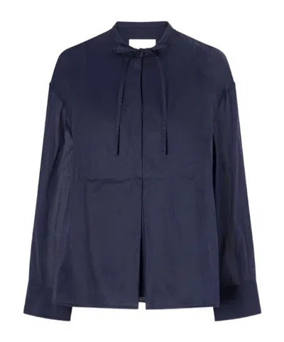 Jil Sander Plastron-drawstring Blouse In Blue