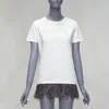 Jil Sander Cotton Ostrich Feather Trim Crew Neck Tshirt In White