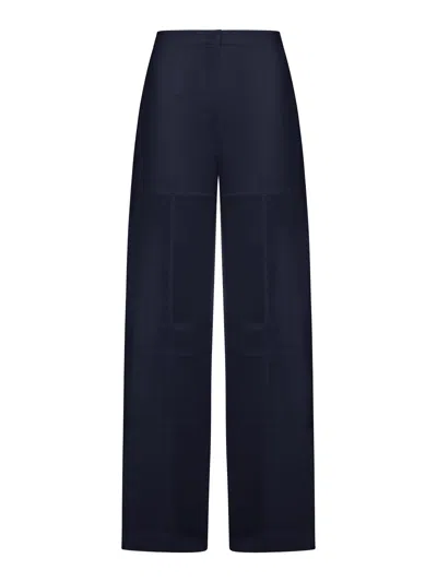 Jil Sander Cotton Palazzo Trousers In Blue