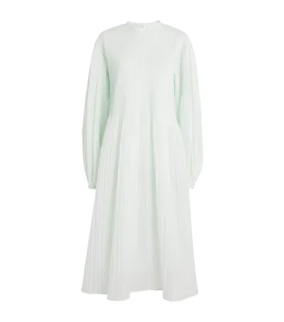 Jil Sander Cotton Pleated Midi Dress In Blue