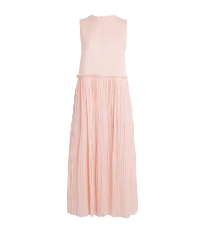 Jil Sander Cotton Pleated Midi Dress In Pink