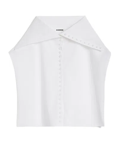 Jil Sander Cotton Poplin Caped Top In White