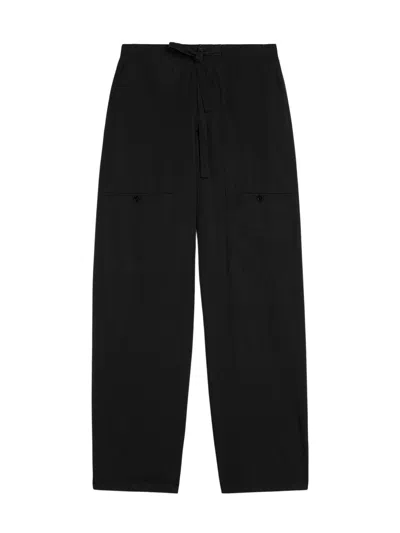 Jil Sander Cotton Poplin Cargo Trousers Man In Black
