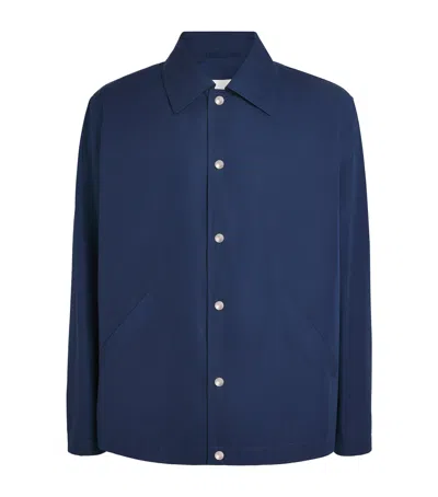 Jil Sander Cotton Poplin Logo Jacket In Blue