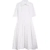 Jil Sander White Cotton Chemisier Dress In Optic White