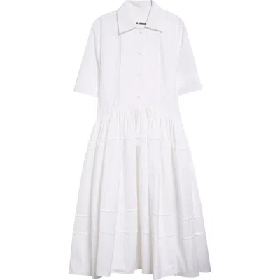 Jil Sander Cotton Poplin Midi Shirtdress In White