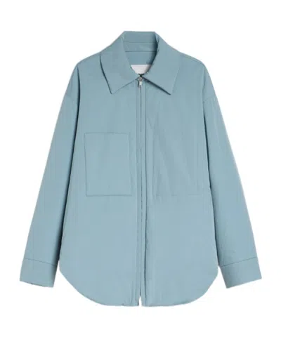 Jil Sander Cotton Poplin Padded Overshirt In Blue