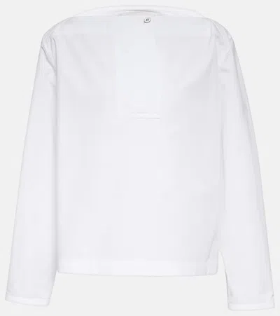 Jil Sander Cotton Poplin Pleated Top In White