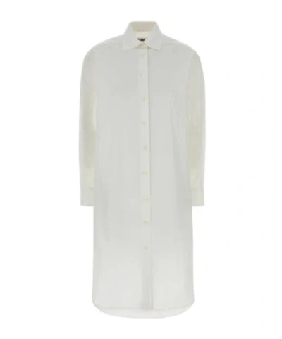 Jil Sander Cotton Poplin Shirt Dress With Multi-layered Collar In White