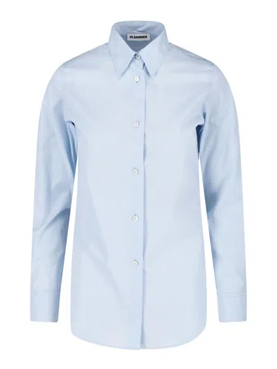 Jil Sander Light Blue Cotton Poplin Pointed Shirt