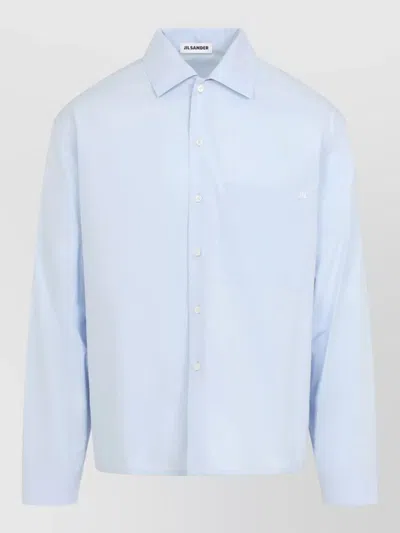 Jil Sander Cotton Poplin Shirt Relaxed Silhouette In Blue