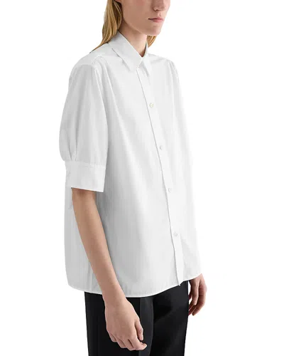 Jil Sander Cotton Poplin Short Sleeve Shirt In White