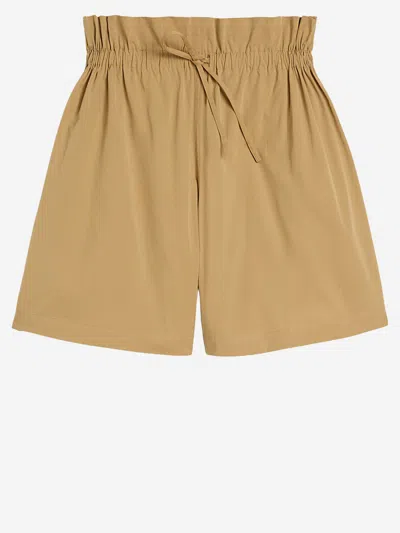 Jil Sander Drawstring Cotton Poplin Shorts In Brown