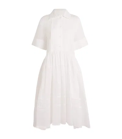 Jil Sander Cotton Ribbed Shirt Dress In White