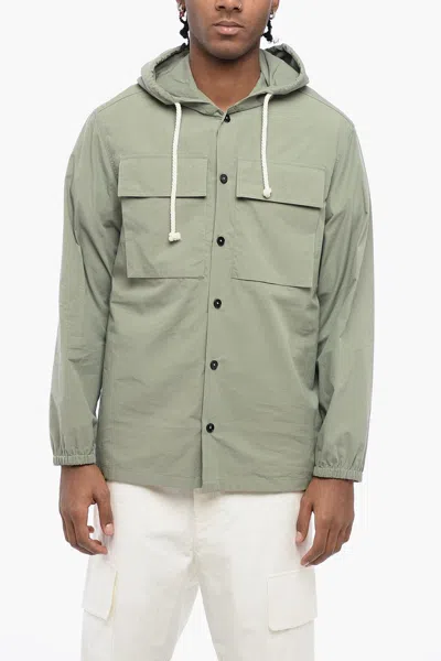 Jil Sander Cotton Saharan Shirt With Hood In Green
