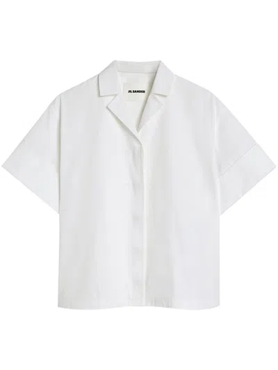 Jil Sander Zip-up Cotton Overshirt In White