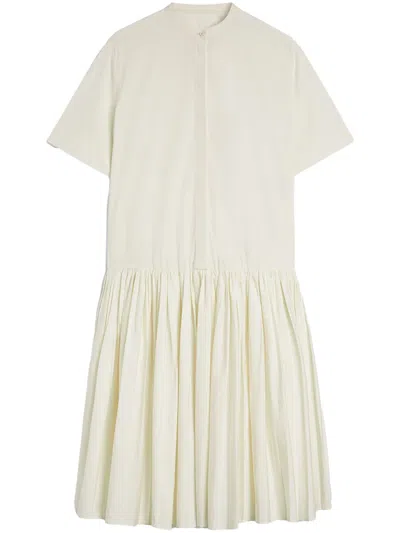 Jil Sander Cotton Shirt Dress In Neutrals