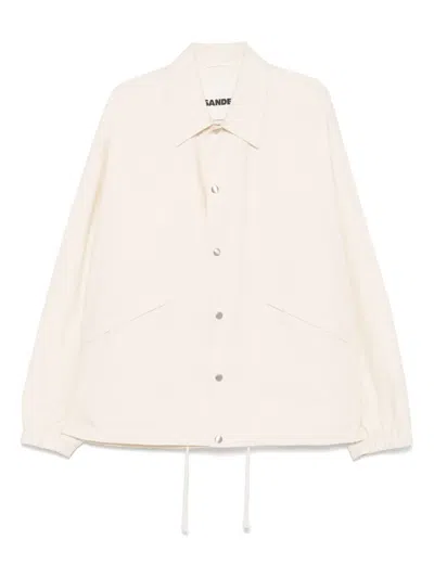 Jil Sander Cotton Shirt Jacket In Neutrals