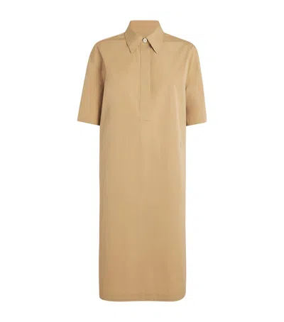 Jil Sander Cotton Shirt Midi Dress In Brown