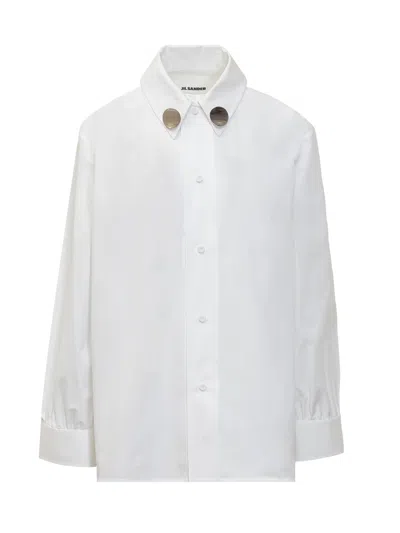 Jil Sander Cotton Shirt With Clips In White