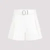 Jil Sander Flared Buckle Belt Shorts In White