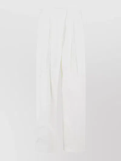 Jil Sander Cotton Silk Trousers Pleats And Belt Loops In White