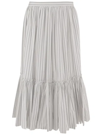 Jil Sander Cotton Skirt With Striped Pattern In Gray