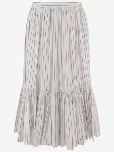 Jil Sander Cotton Skirt With Striped Pattern In White