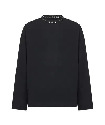 JIL SANDER JIL SANDER STUDS EMBELLISHED LONG SLEEVED T-SHIRT