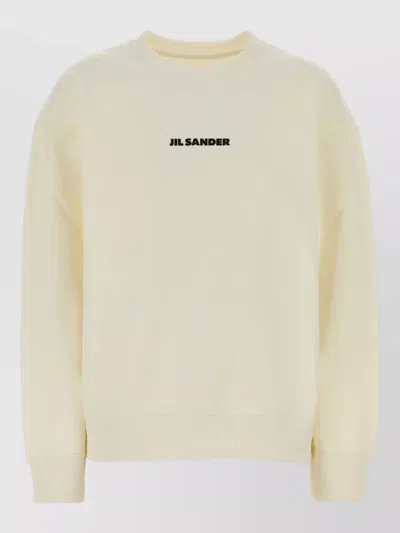 Jil Sander Cotton Sweatshirt Cuff Detail And Finished Hem In White