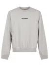 Jil Sander Ribbed Cotton Sweatshirt With Cuffs And Hem In Gray