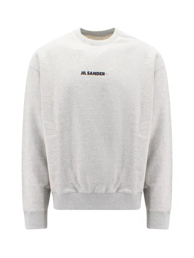 Jil Sander Cotton Sweatshirt With Frontal Logo In 052 Grey